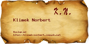 Klimek Norbert névjegykártya